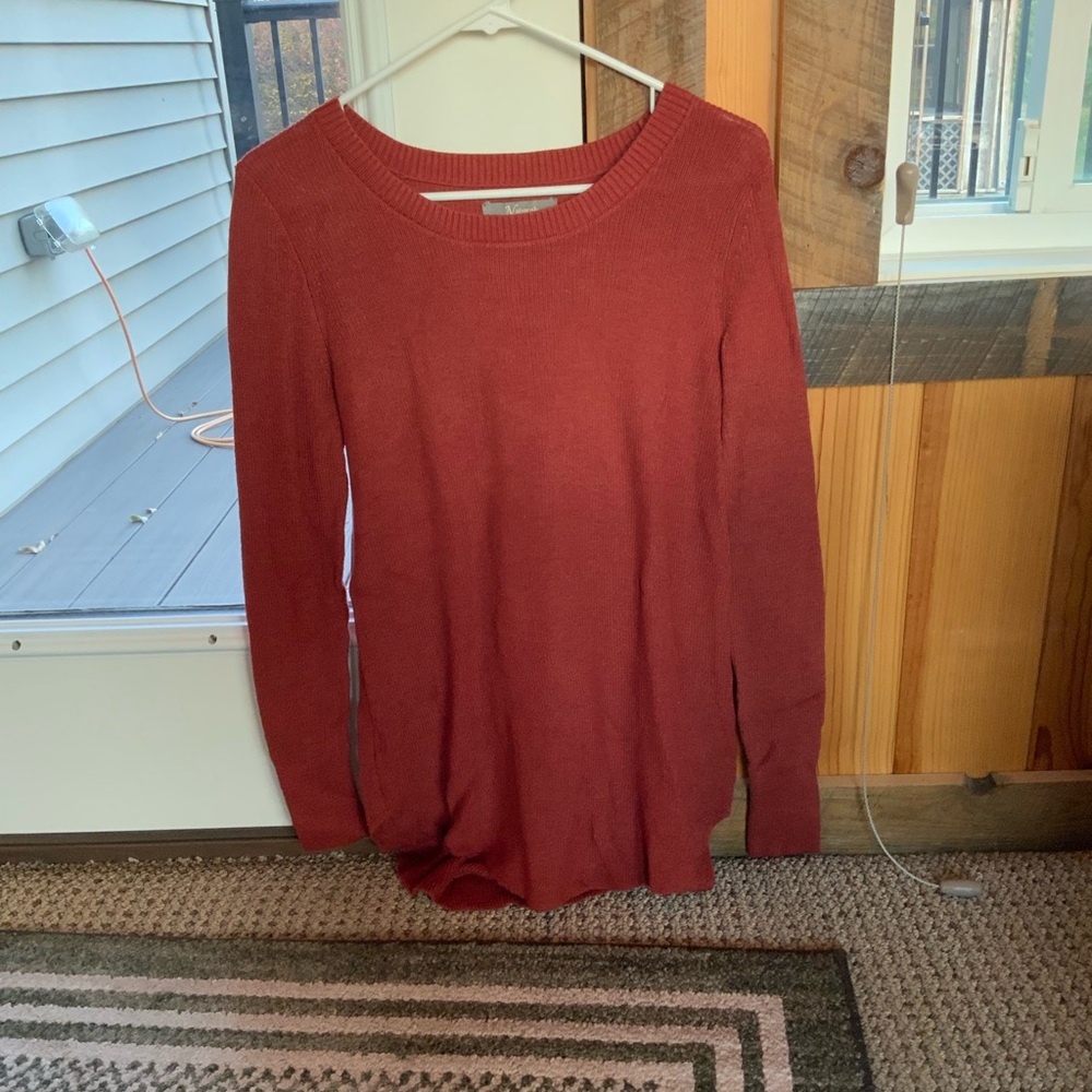 Tunic length burnt orange/red sweater